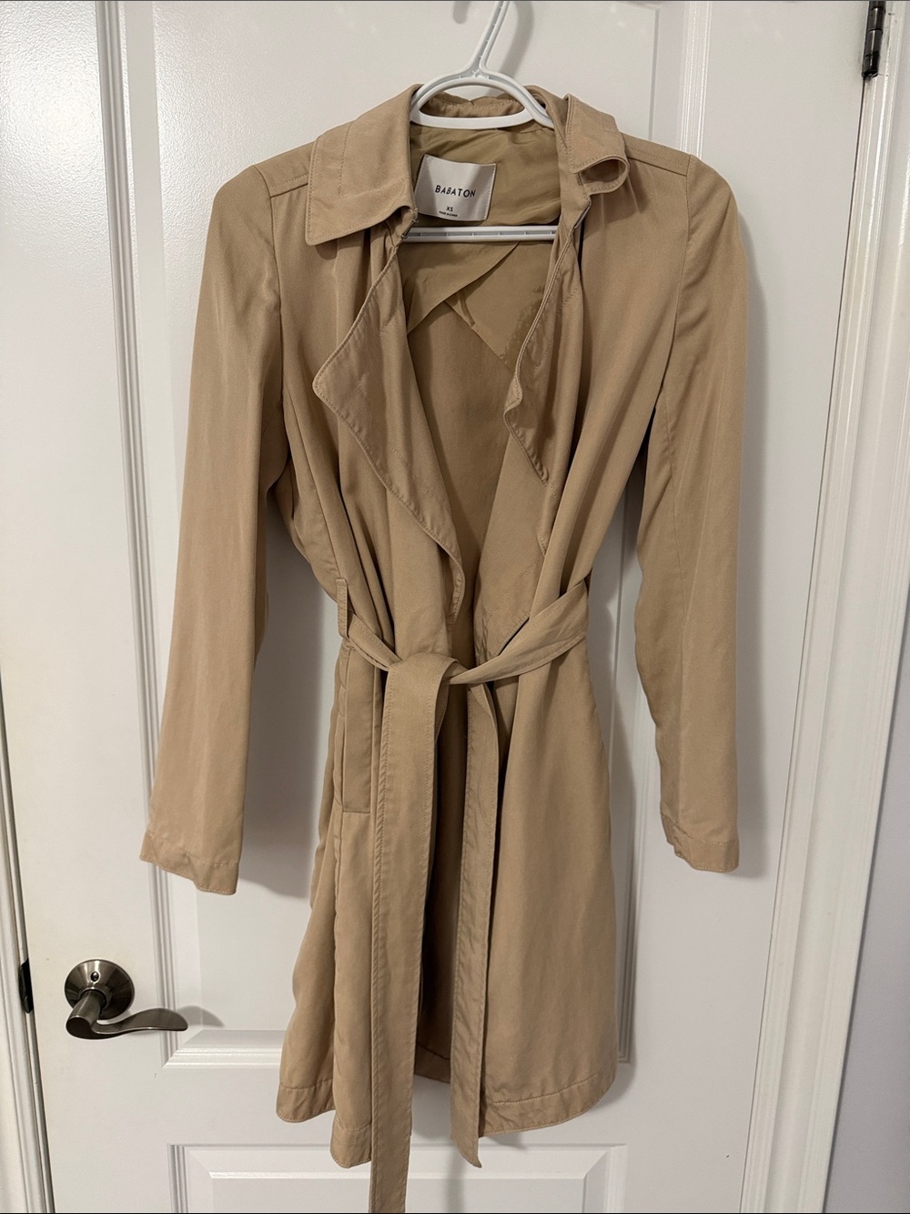 Babaton Tan Trench Coat with Self Tie Belt